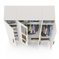 Валенсия Спальня Шкаф для одежды 4-х створчатый, цвет ЛДСП белый шагрень/МДФ белый шагрень, ШхГхВ 168х54,2х225,3 см.