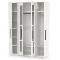 Валенсия Спальня Шкаф для одежды 4-х створчатый, цвет ЛДСП белый шагрень/МДФ белый шагрень, ШхГхВ 168х54,2х225,3 см.