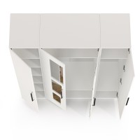 Валенсия Спальня Шкаф для одежды 4-х створчатый, цвет ЛДСП белый шагрень/МДФ белый шагрень, ШхГхВ 168х54,2х225,3 см.