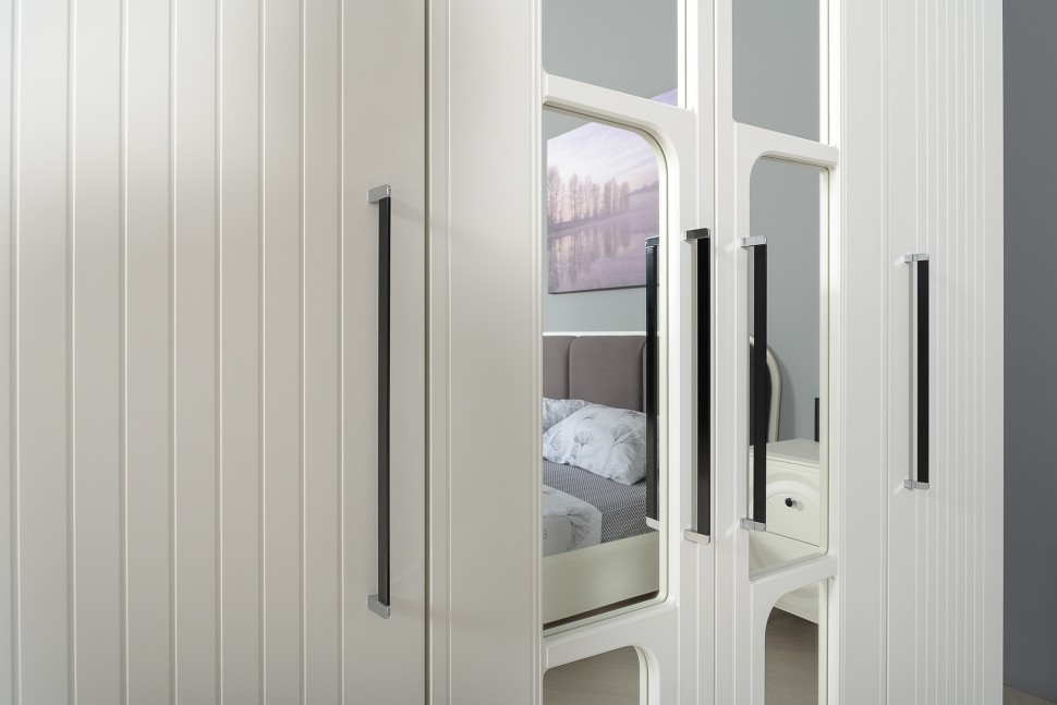 Валенсия Спальня Шкаф для одежды 4-х створчатый, цвет ЛДСП белый шагрень/МДФ белый шагрень, ШхГхВ 168х54,2х225,3 см.