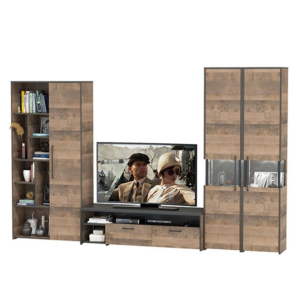 Трувор Гостиная 034, цвет дуб гранж песочный/интра, ШхГхВ 332,4х45,4х210 см., универсальная сборка