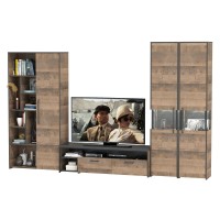 Трувор Гостиная 034, цвет дуб гранж песочный/интра, ШхГхВ 332,4х45,4х210 см., универсальная сборка