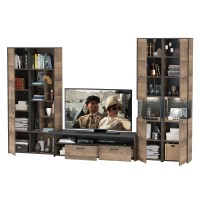 Трувор Гостиная 034, цвет дуб гранж песочный/интра, ШхГхВ 332,4х45,4х210 см., универсальная сборка