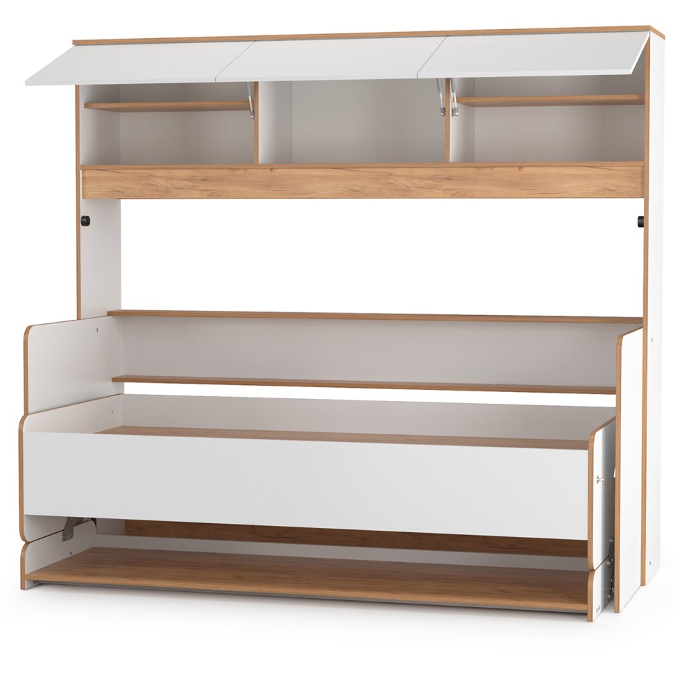 СНЯТО НСН Вуди 11.60 Кровать-трансформер, цвет белый премиум/дуб крафт золотой, 198,8х86,4х180,3 см, 800х1800 мм, б/м, осн. есть, матрас до 160 мм