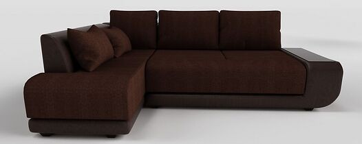 Диван угловой Нью-Йорк пума коричневая рогожка+коричневая экокожа