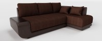 Диван угловой Нью-Йорк пума коричневая рогожка+коричневая экокожа