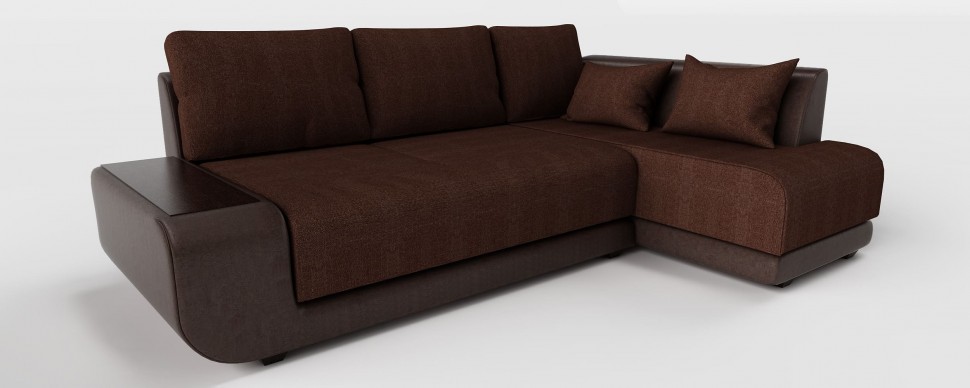 Диван угловой Нью-Йорк пума коричневая рогожка+коричневая экокожа