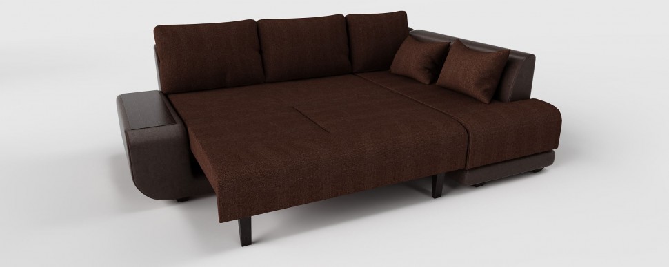 Диван угловой Нью-Йорк пума коричневая рогожка+коричневая экокожа