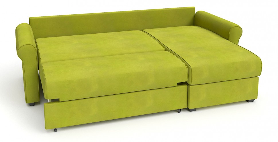 Диван угловой Рейн дельфин салатовый велюр