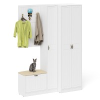 Прихожая П-6 Компоновка № 27, цвет белая шагрень/фасады МДФ белое дерево фрезеровка прованс, ШхГхВ 150х50х210 см., универсальная сборка