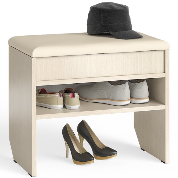 СНЯТО Тумба для обуви С-МД-ТО-09, цвет дуб, ШхГхВ 60х37х45 см., обувница с нишей и мягким сиденьем