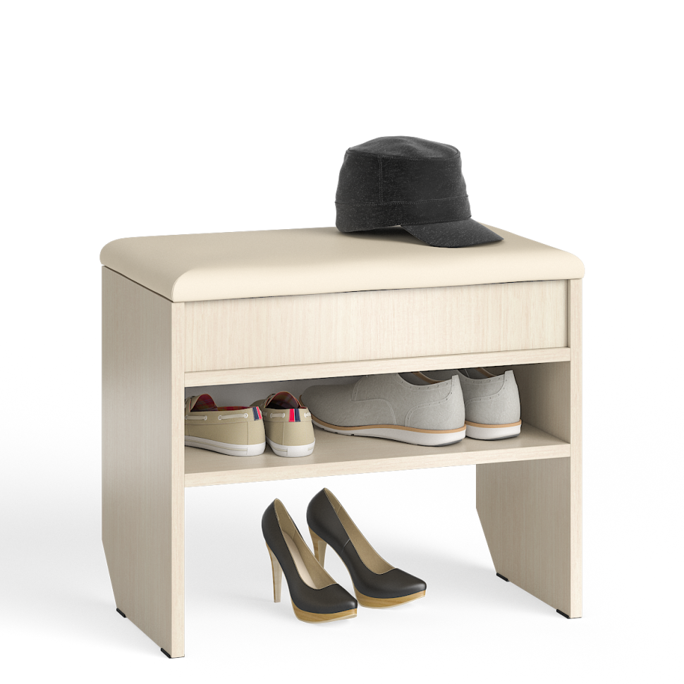СНЯТО Тумба для обуви С-МД-ТО-09, цвет дуб, ШхГхВ 60х37х45 см., обувница с нишей и мягким сиденьем