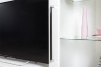 Валенсия Гостиная № 101, цвет ЛДСП белый шагрень/МДФ белый шагрень, ШхГхВ 243,2х38,4х225,2 см., ниша для ТВ 133х38х90 см.