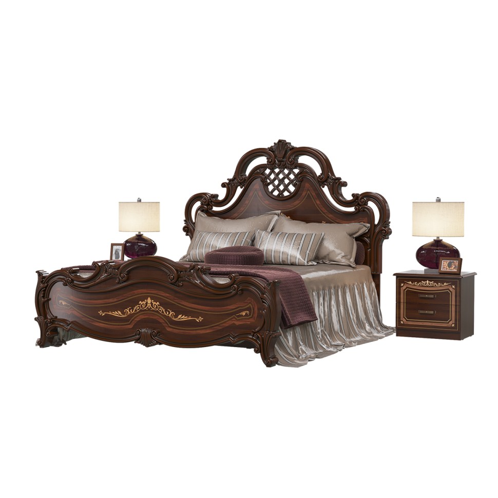 СНЯТО Грация СГ-04Ш Кровать 1600 + ортопед + две СГ-05 Тумбы, цвет орех тайский, ШхГхВ 300х220х155 см., 1600х2000 мм., б/м., орт есть, изг. шелк-я