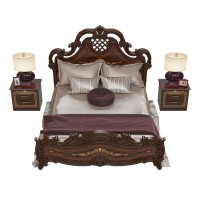 СНЯТО Грация СГ-04Ш Кровать 1600 + ортопед + две СГ-05 Тумбы, цвет орех тайский, ШхГхВ 300х220х155 см., 1600х2000 мм., б/м., орт есть, изг. шелк-я