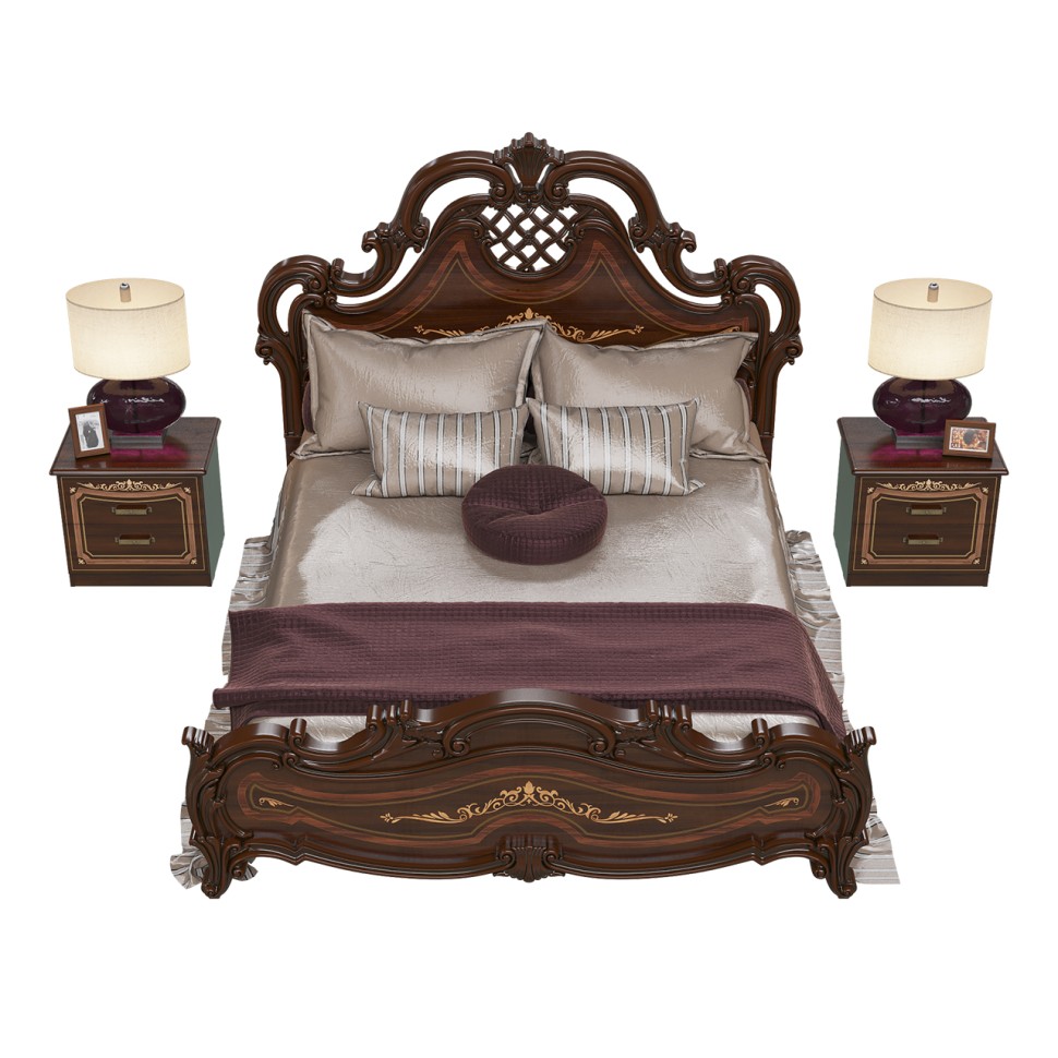 СНЯТО Грация СГ-04Ш Кровать 1600 + ортопед + две СГ-05 Тумбы, цвет орех тайский, ШхГхВ 300х220х155 см., 1600х2000 мм., б/м., орт есть, изг. шелк-я