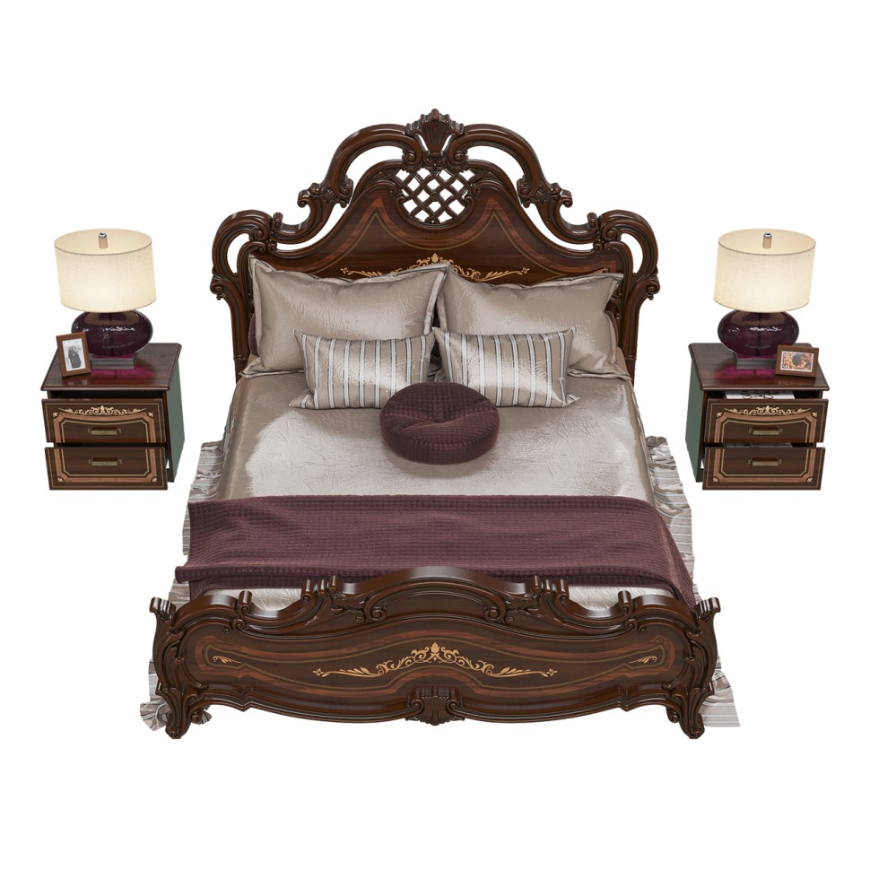 СНЯТО Грация СГ-04Ш Кровать 1600 + ортопед + две СГ-05 Тумбы, цвет орех тайский, ШхГхВ 300х220х155 см., 1600х2000 мм., б/м., орт есть, изг. шелк-я