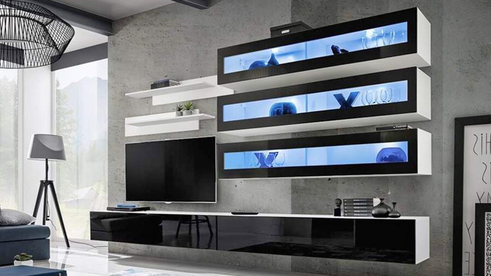 Гостиная 5 МДФ (черная) / Белый Фасадный 0101