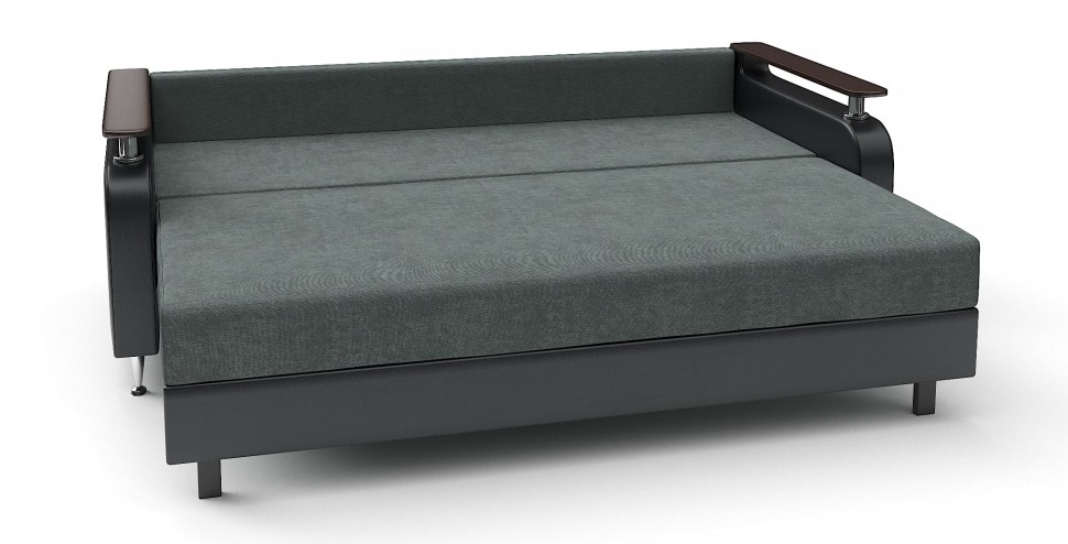 Диван прямой Марракеш еврокнижка серый велюр+черная экокожа