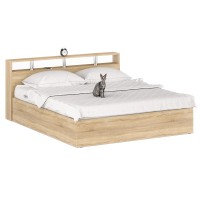 Камелия Кровать 1800 + две тумбы, цвет дуб сонома, ШхГхВ 296х217х78,2 см., сп.м. 1800х2000 мм., без матраса, основание есть