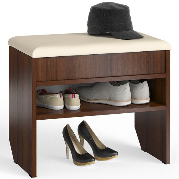 СНЯТО Тумба для обуви С-МД-ТО-09, цвет орех, ШхГхВ 60х37х45 см., обувница с нишей и мягким сиденьем