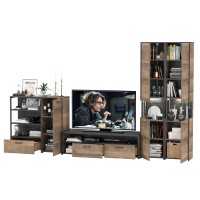 Трувор Гостиная 036, цвет дуб гранж песочный/интра, ШхГхВ 348,4х45,4х210 см., универсальная сборка