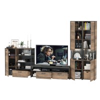 Трувор Гостиная 036, цвет дуб гранж песочный/интра, ШхГхВ 348,4х45,4х210 см., универсальная сборка