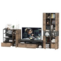 Трувор Гостиная 036, цвет дуб гранж песочный/интра, ШхГхВ 348,4х45,4х210 см., универсальная сборка