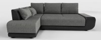 Диван угловой Нью-Йорк пума серая рогожка+черная экокожа