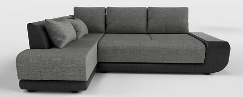 Диван угловой Нью-Йорк пума серая рогожка+черная экокожа