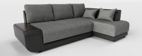 Диван угловой Нью-Йорк пума серая рогожка+черная экокожа